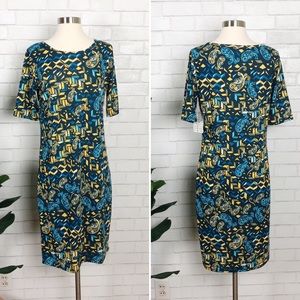 LuLaRoe Julia Dress Paisley Geometric Size L NEW